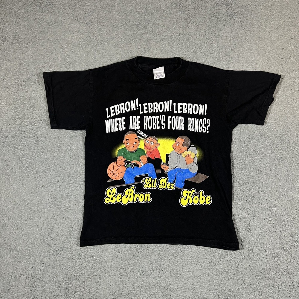 Rare Lil Dez Kobe , Lebron Muppets Vintage Lakers T Shirt Youth XL Rap Tee #3498
